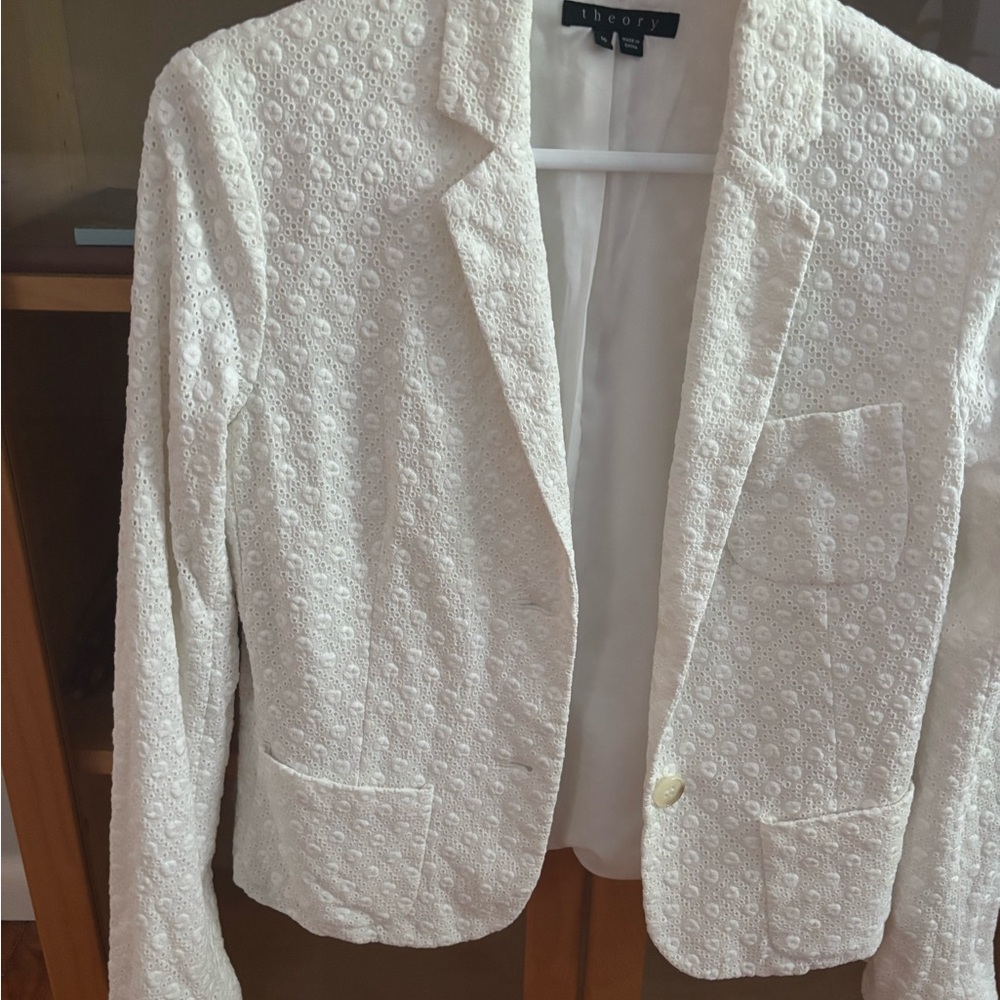 Theory white Eyelet  Blazer/ Suit Jacket